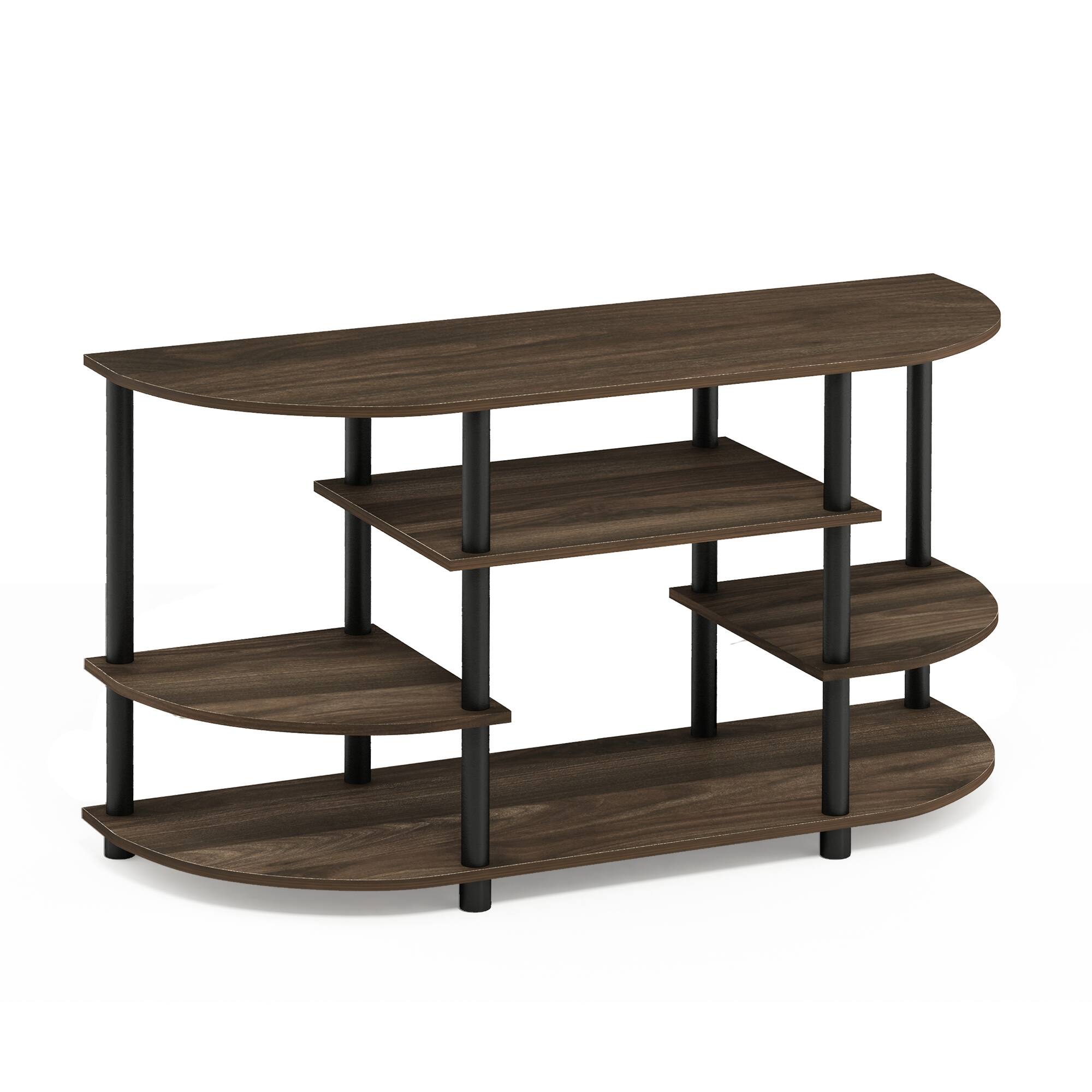 Furinno - JAYA Simple Design Corner TV Stand - Columbia Walnut/Black