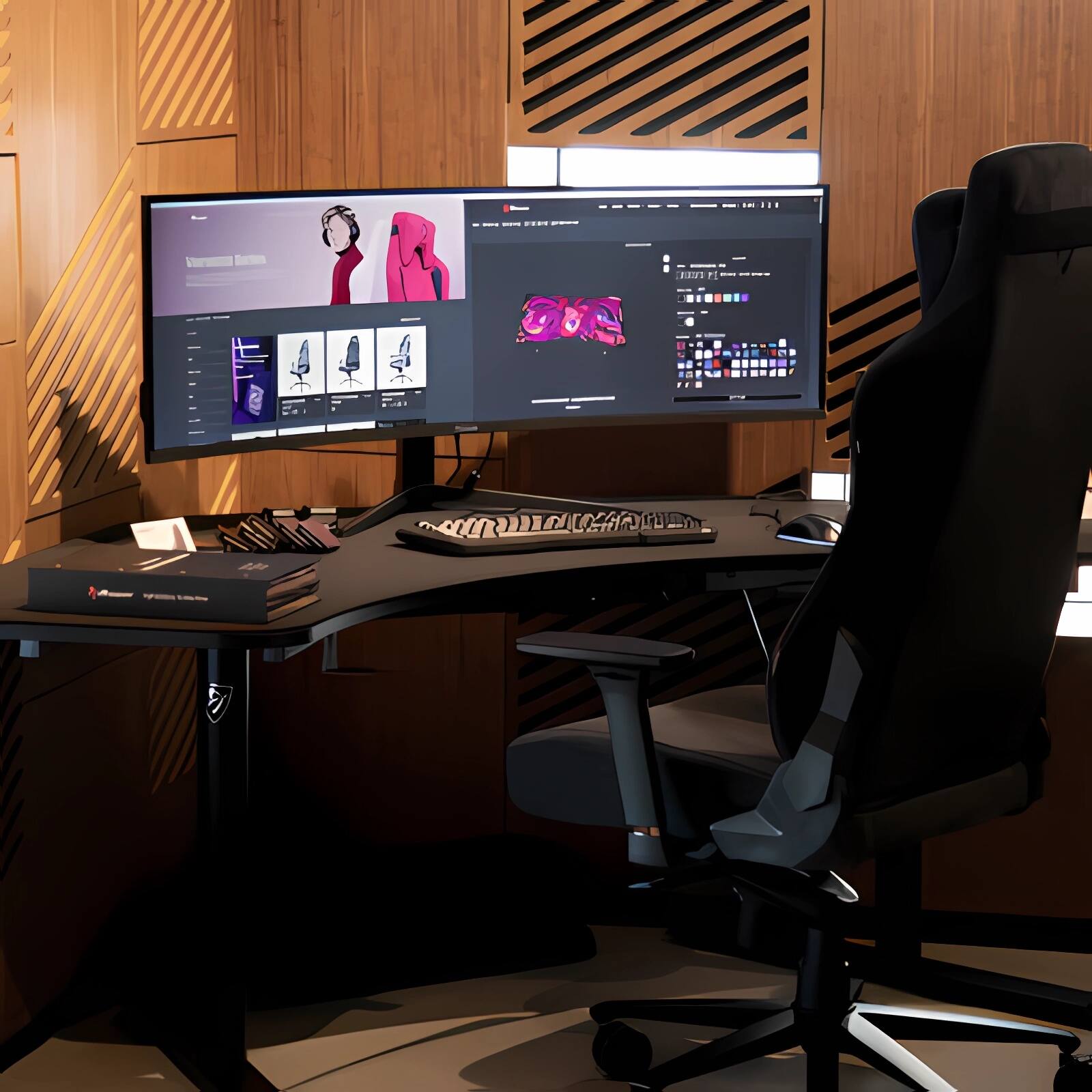 Back. Arozzi - Arozzi – Nova 49" Curved VA Dual QHD 165Hz Super Ultrawide Gaming Monitor – Black - Black.