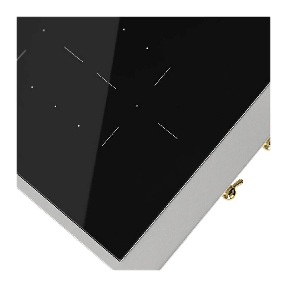 Alt View 6. ILVE - ILVE Nostalgie II 48 inch Built-In Induction Rangetop with 6 Elements (Stainless Steel, Brass Trim) - Stainless Steel.