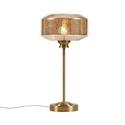 Front. Luckbyte - 17" Gold Mercury Glass Table Lamp.