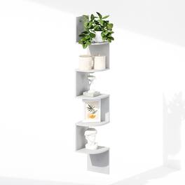 Songmics Home - Furinno 5-Tier Floating Corner Shelf – Wall Mount Shelves for Storage and Display - White
