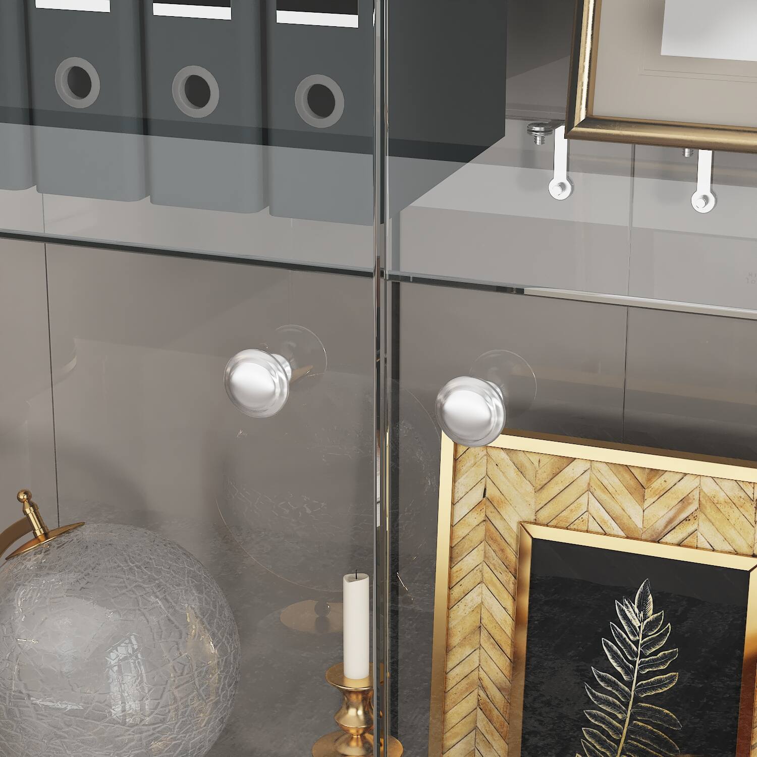 Alt View 7. Famapy - Luxury Tempered Glass Display Cabinet – Modern Showcase Bookcase with Drawers for Art, Books, and Collectibles - Black.