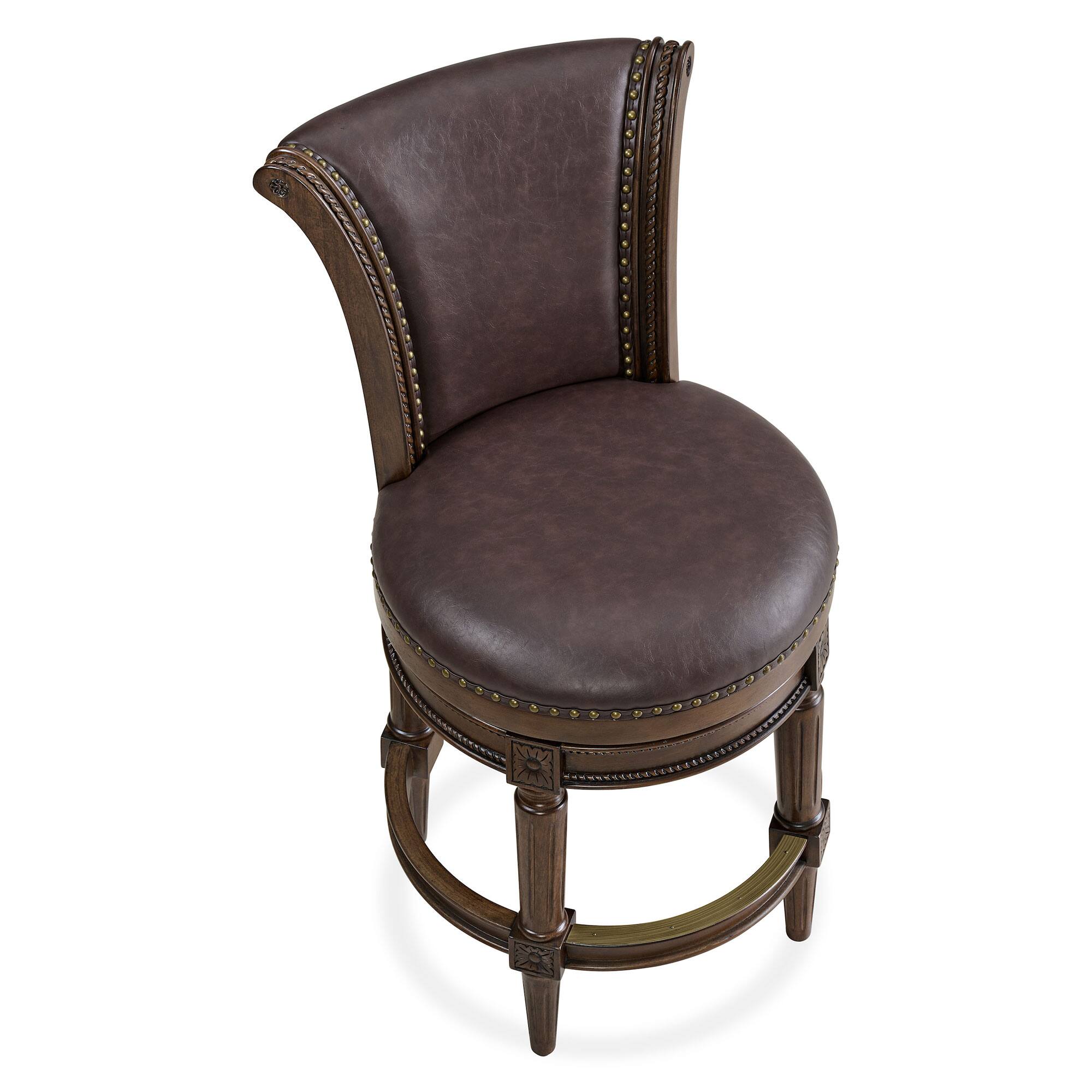 Alt View 8. ROME + OAK - ROME + OAK Runyan Counter Stool, Dark Walnut Finish, Vintage Brown Vegan Leather - Dark Walnut/Brown.