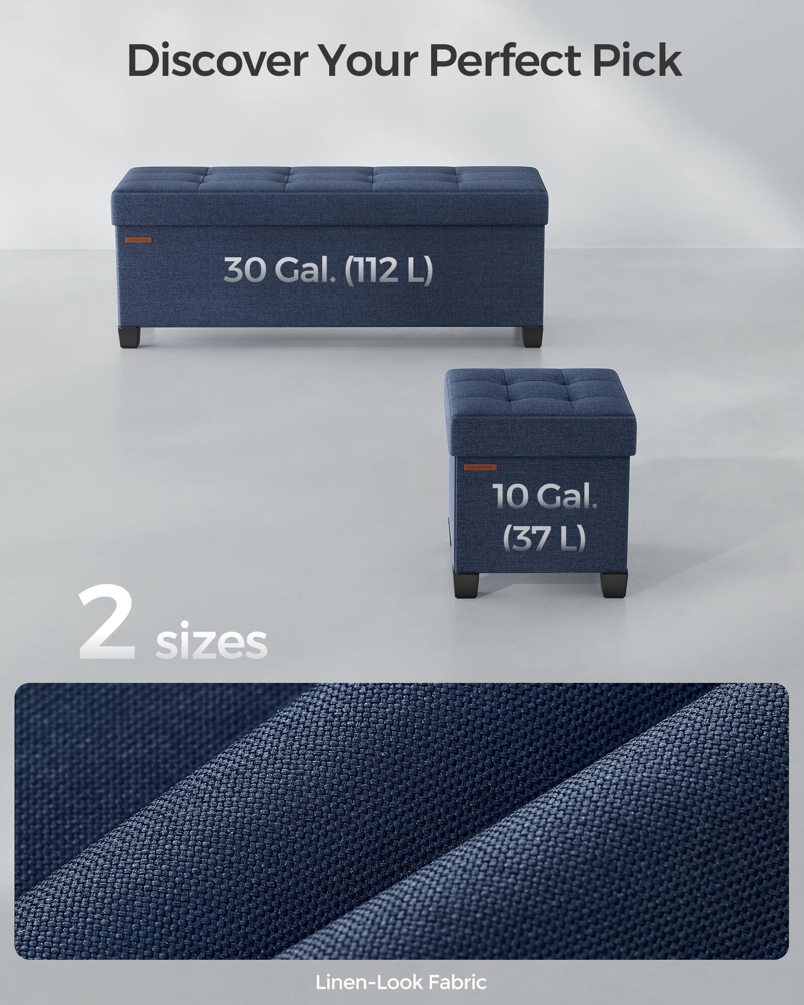 Discover Your Perfect Pick

30 Gal. (112 L)

2 sizes

10 Gal. (37 L)

Linen-Look Fabric