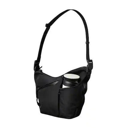 Front. ALPAKA - Flow Satchel Mini 2L Crossbody Bag, Water Resistant Shoulder Bag, Expandable Bottle Pocket, YKK Zippers - Black Axoflux 210D.
