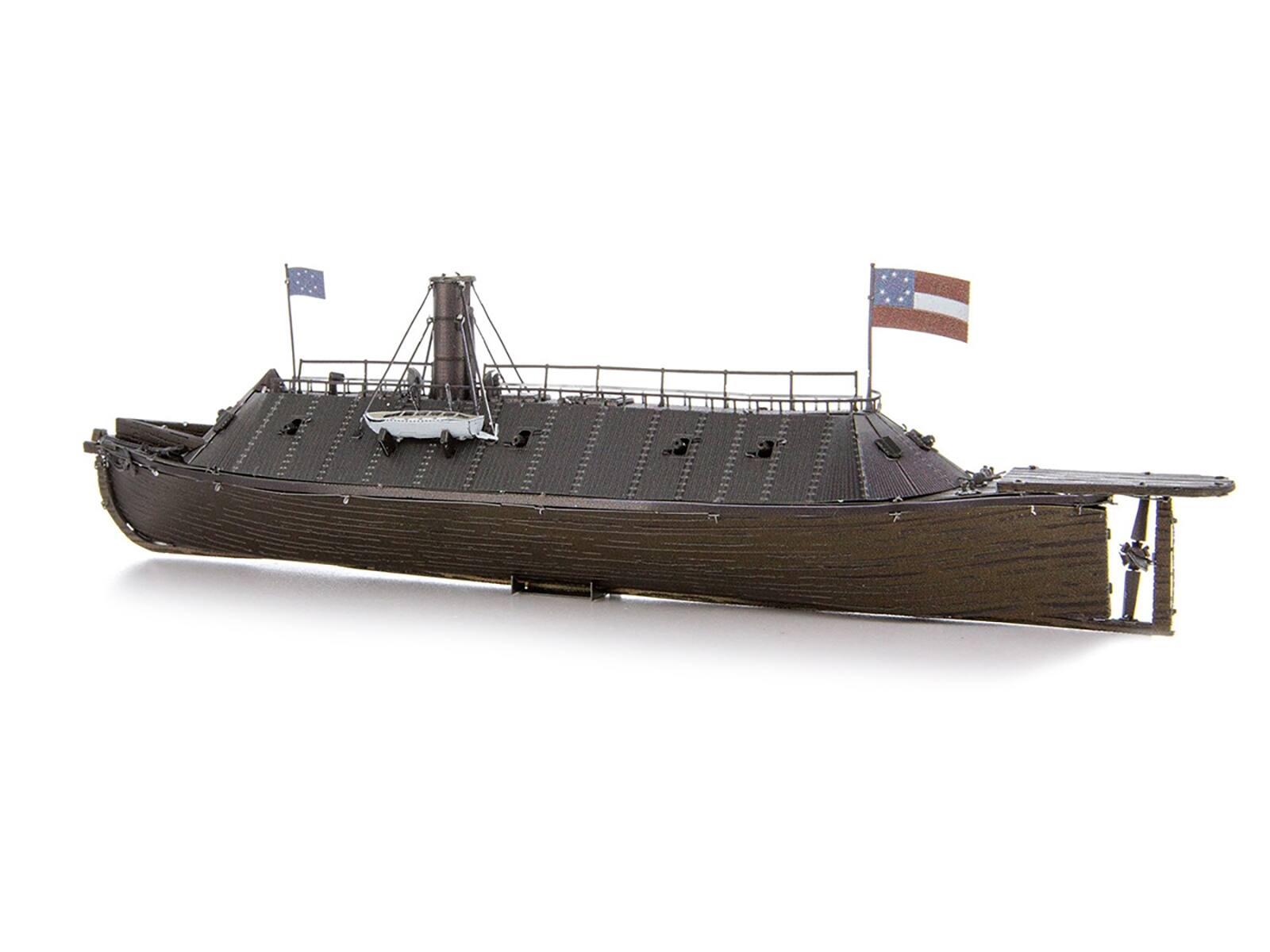 Left. Metal Earth - Model Kit USS Monitor and USS Merrimack Ironclad Warships Battle of the Ironclads (Challenging Difficulty) Steel Model - Brown.