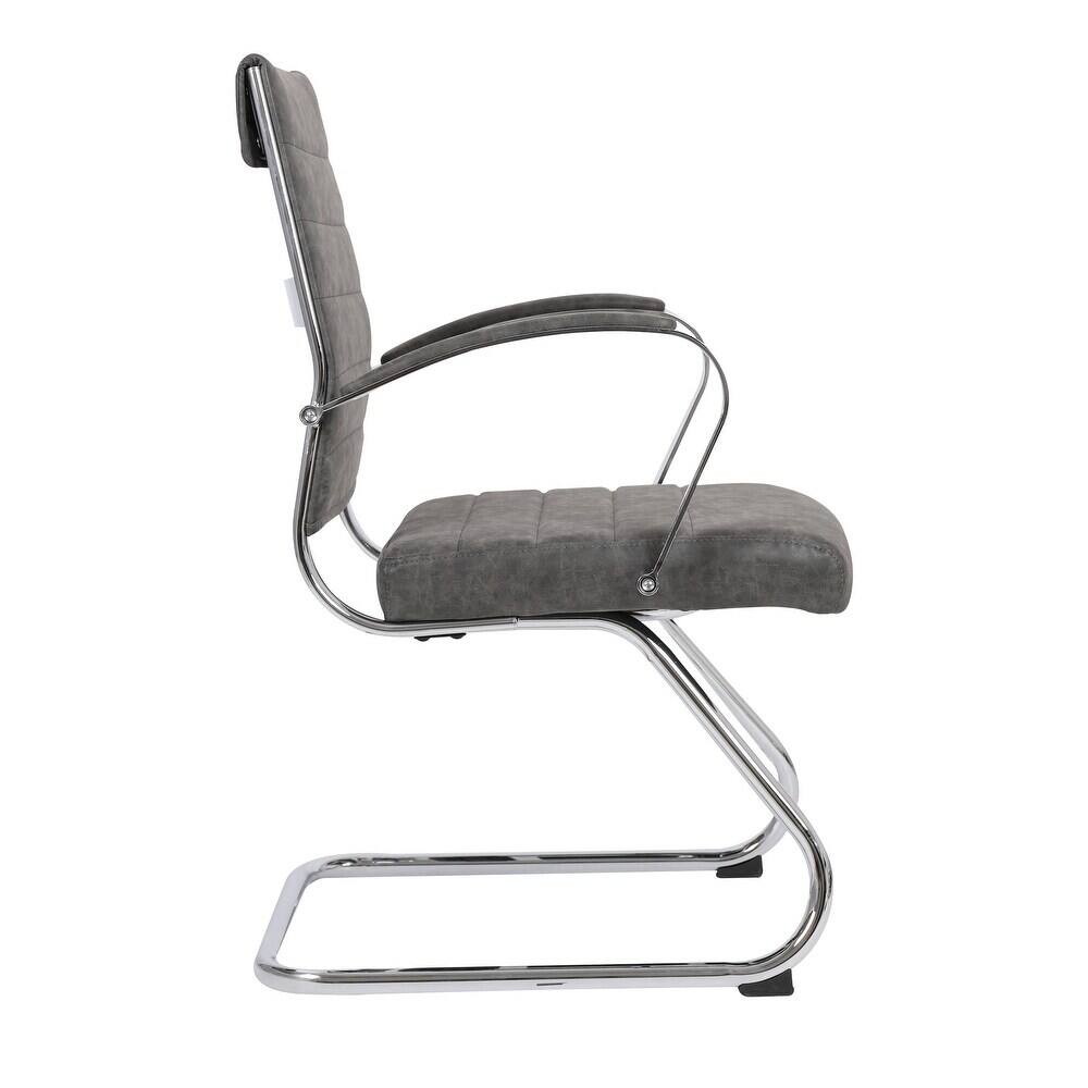 Alt View 4. LeisureMod - Set of 4 Benmar Modern Leather Upholstered Office Desk Chair with Padded Armrests and Chrome Frame for Home or Office - Charcoal.
