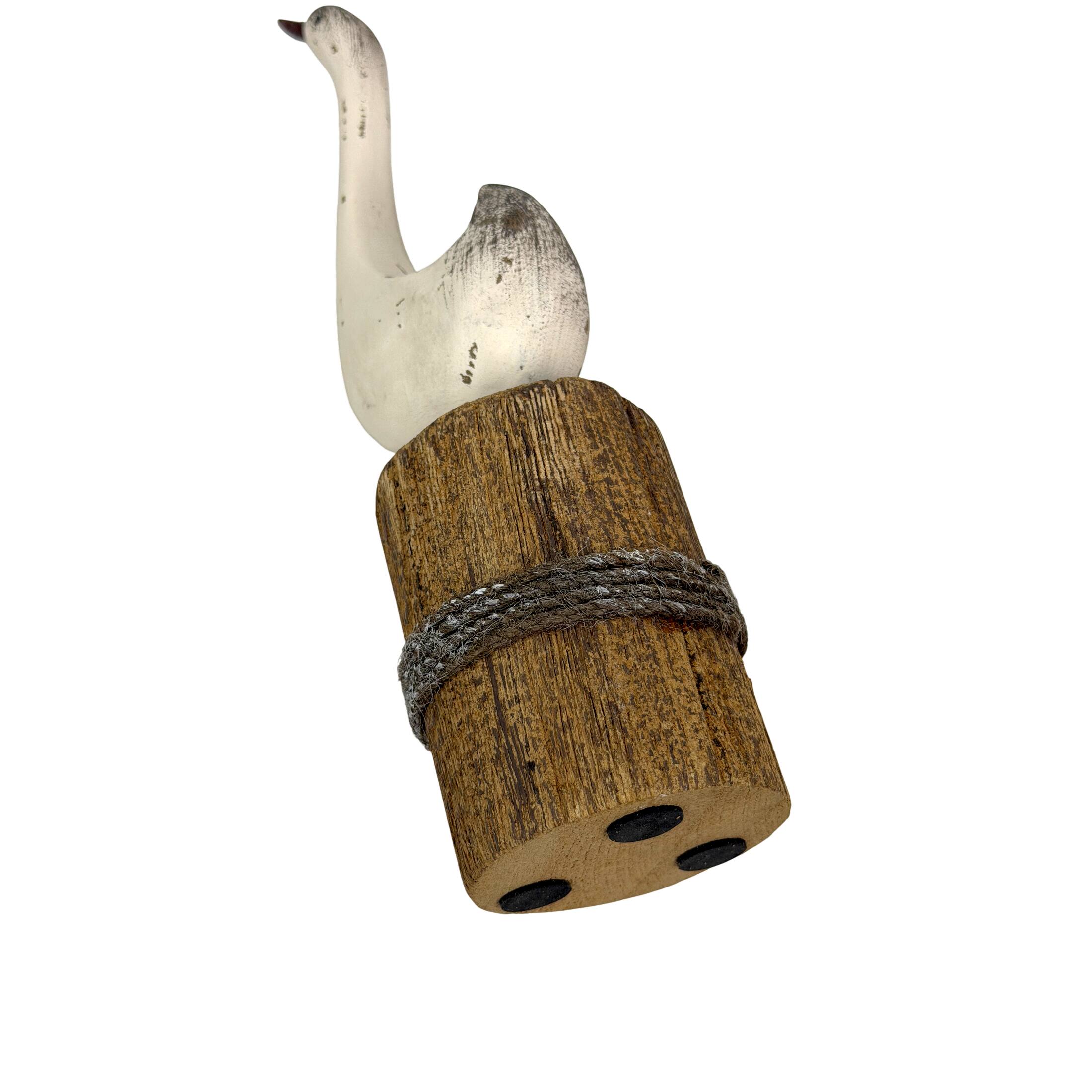 Alt View 2. Things2Die4 - Decorative Wood Swan Figurine Distressed White Coastal Dock Piling 10.75 Inch - White.