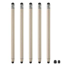 Unique Bargains - 5pcs Stylus Pens for Touch Screens with 2 Extra Tips Dual Rubber Tips Capacitive Stylus Universal Tablet Sensitivity - Champagne Gold