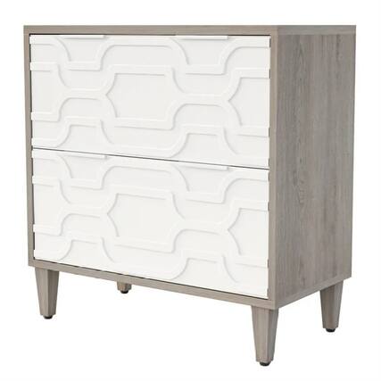 Front. HTUTWOO - Wood Storage Cabinet - File Cabinet with Drawer, Adjustable Stainless Steel Rods for Legal, Particle Board & Steel - Gray+White.