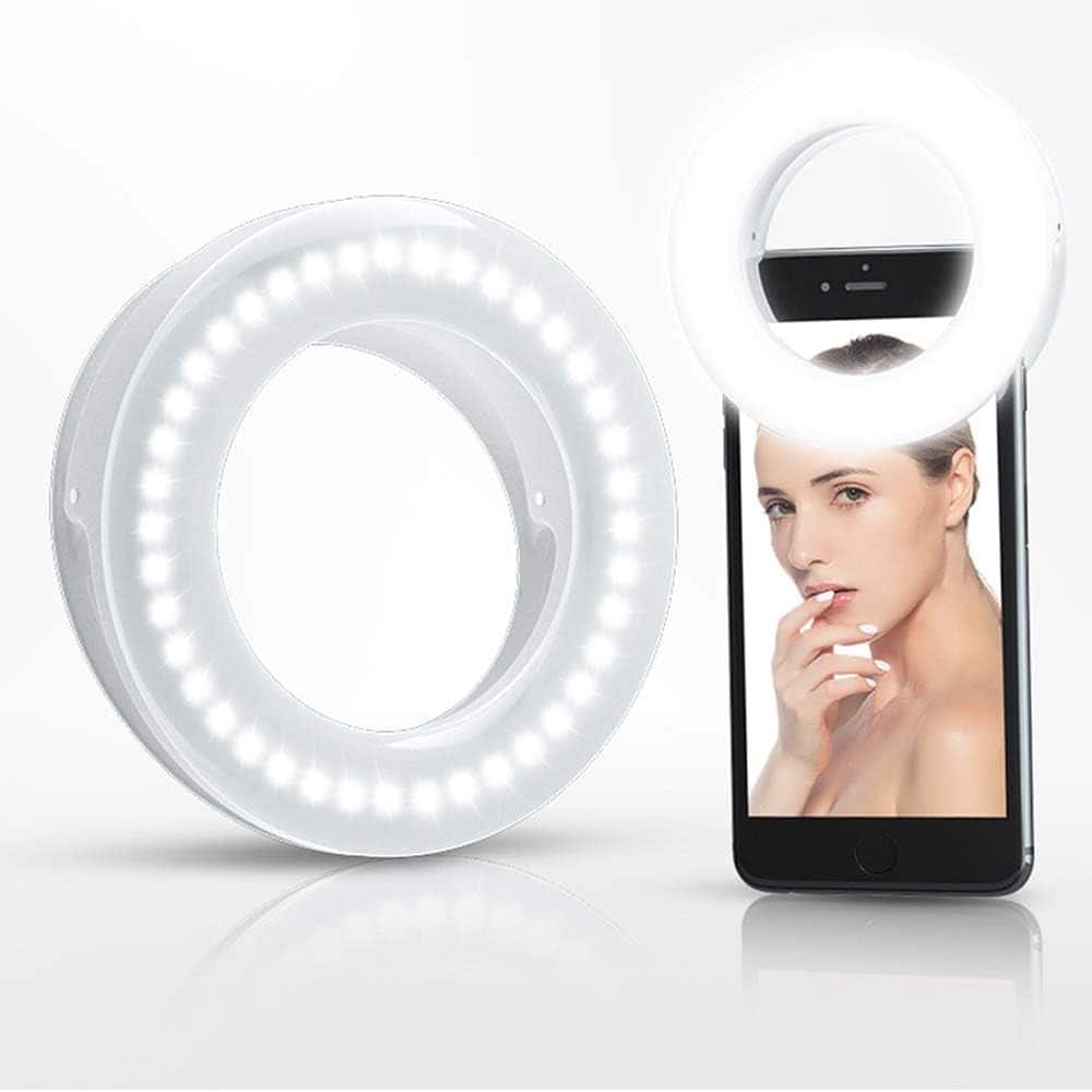 Schertz - Rechargeable Clip-On Selfie Ring Light – 40 LED Portable Fill Light