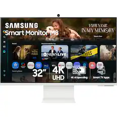 SAMSUNG Smart Monitor M8 YOUR NAME IN MY MEMORY Watch Now For You Live Apps Recent Recommended for You RINGS POWER prime NEWSLIVE prime ETECIVE CROSS prime NETFLIX video Disney tv YouTube PROTISTION tern Samsung SmartThings 4K Trending Shows 32" 4K Al UHD 4K Al Upscaling Smart TV Apps