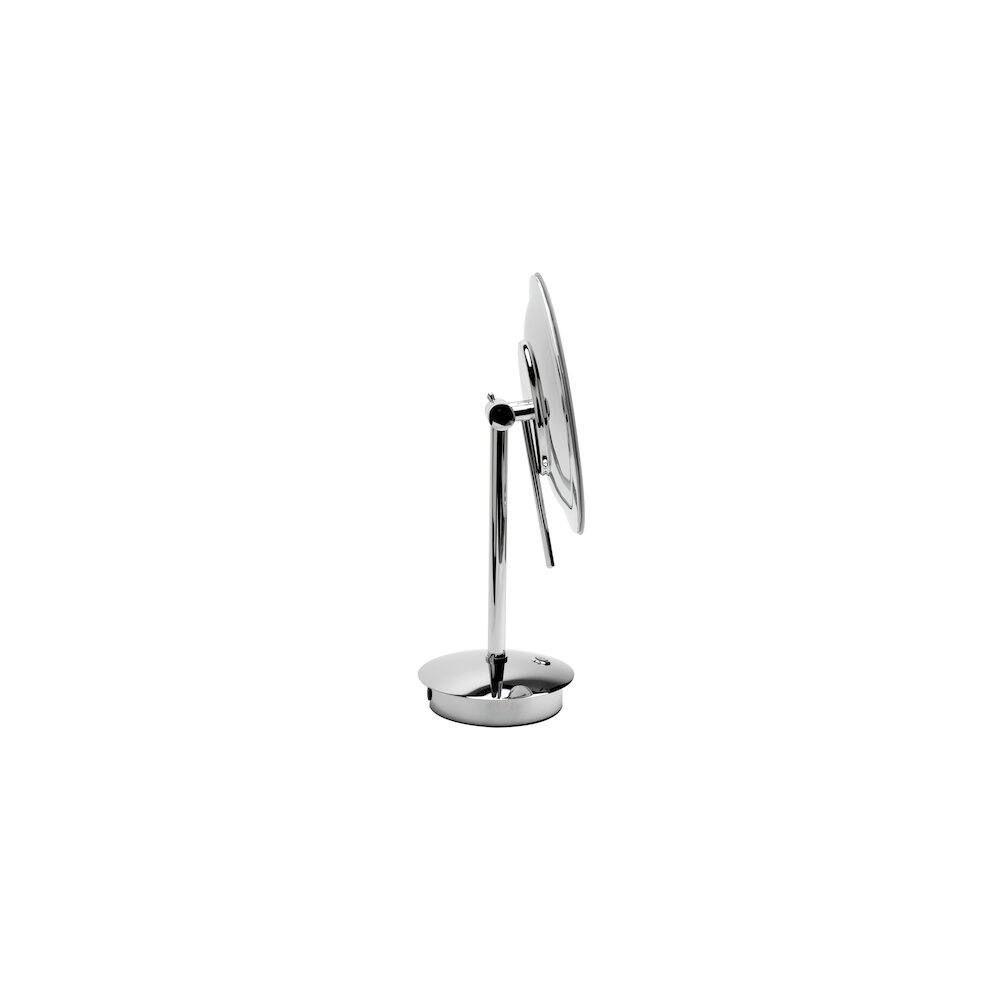 Back. Alfi - Polished Chrome Tabletop Round 9" 5x Magnifying Cosmetic Mirror with Light - Silver.