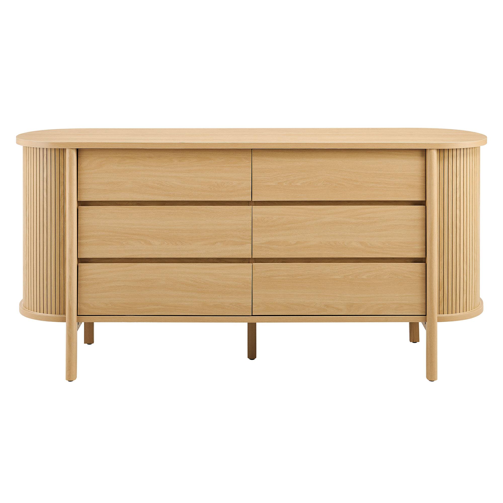 Alt View 4. Modway - Cadence 6-Drawer Curved Dresser by Modway - Oak.