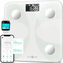 RunStar - Digital Accurate Bathroom Smart Scale, 13 Body Composition Analyzer Sync App