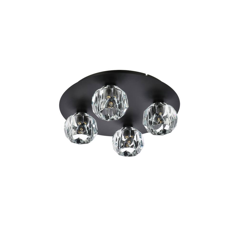 Back. Elegant Lighting - Graham 4 Light Ceiling Lamp in Black - Black And Clear.