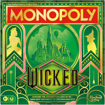 Fast-Dealing Property Trading Game @BRAND MONOPOLY 8+ WICKED EXPLORE THE AMAZAFYING LAND OF OZ - FROM SHIZ UNIVERSITY TO THE EMERALD CITY! Hasbro Gaming. 2-6