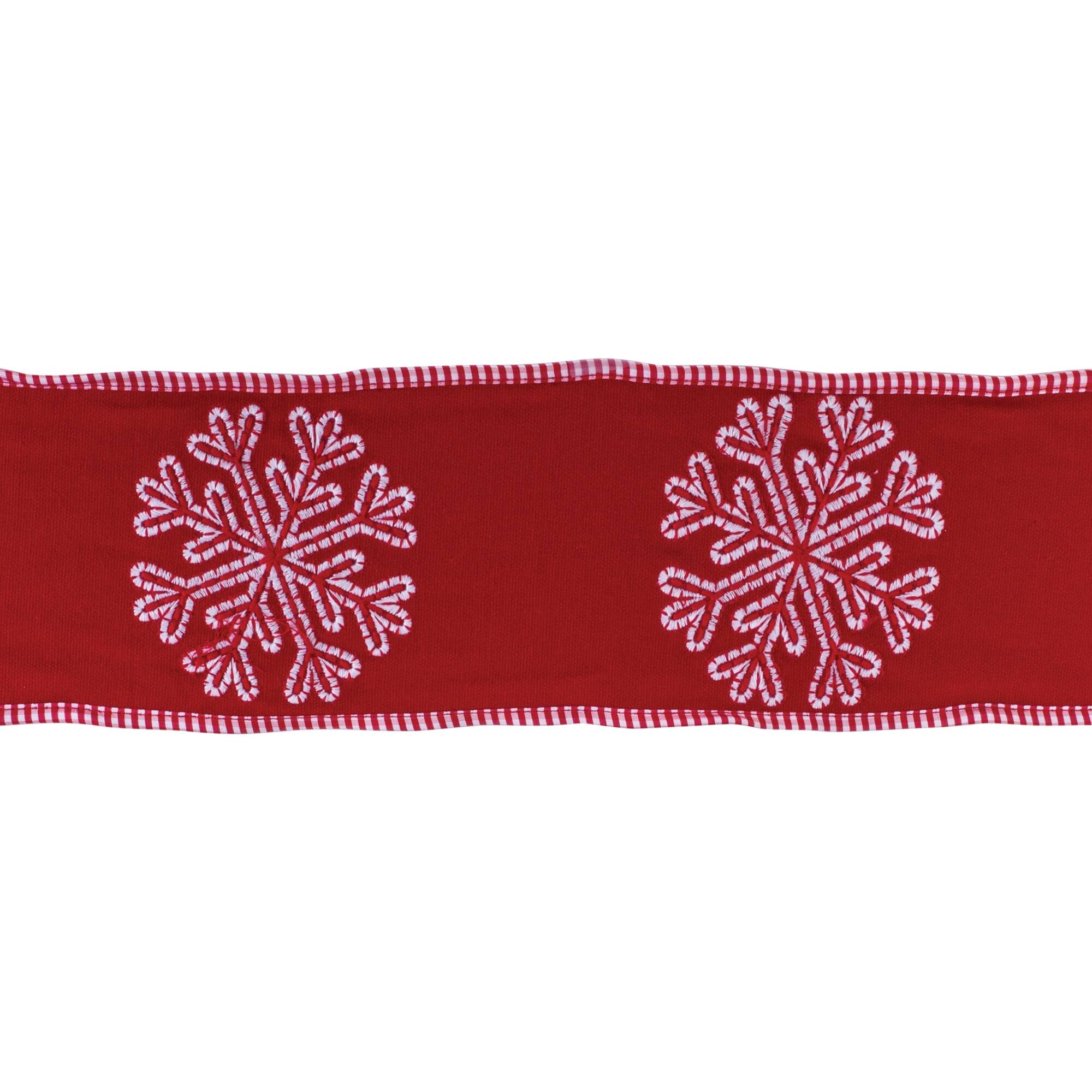 Front. BreeBe - Snowflake Outline Ribbon 4" x 5 yds. - Red.