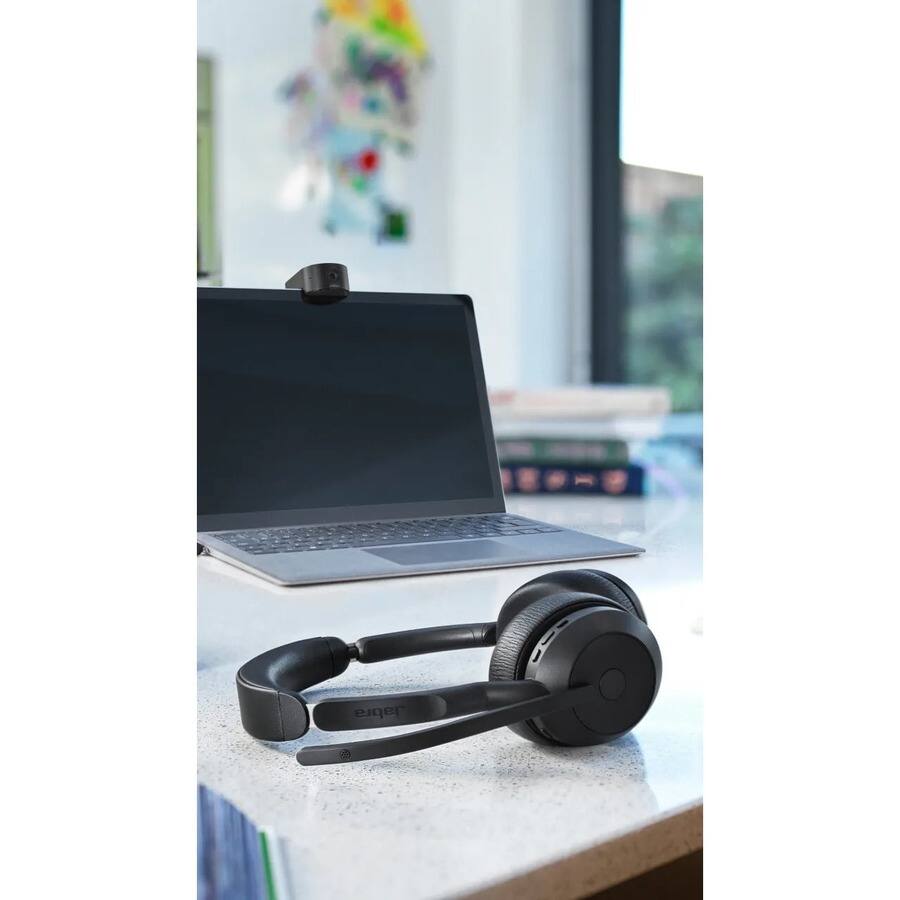 Alt View 2. Jabra - Jabra Evolve2 55 Headset - Stereo - Wireless - Bluetooth - 98.4 ft - 20 Hz to 20 kHz - On-ear - Binaural - Supra-aural - Black.
