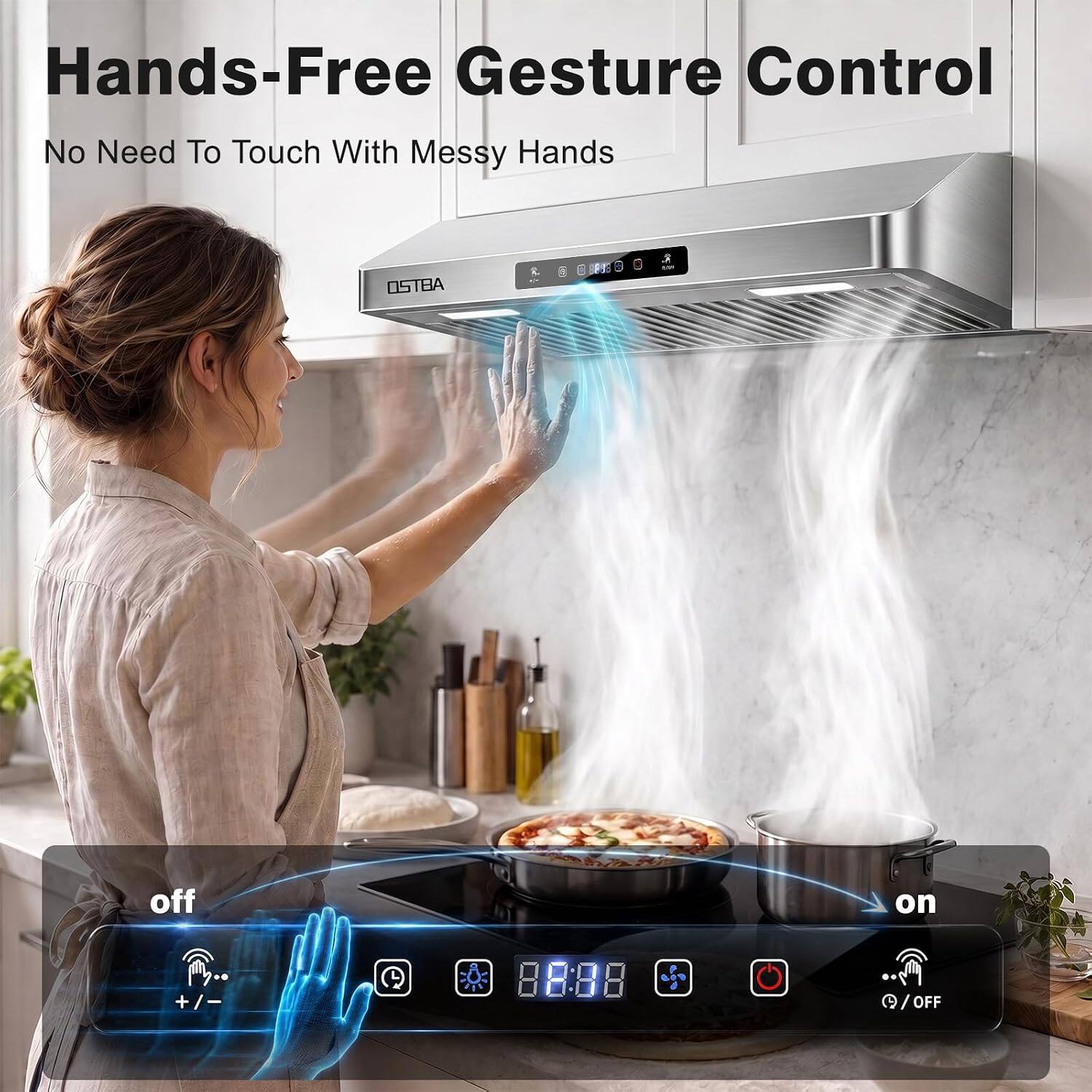 Hands-Free Gesture Control  
No Need To Touch With Messy Hands  
OSTBA  
POZ  
off  
on  
+/-
OFF