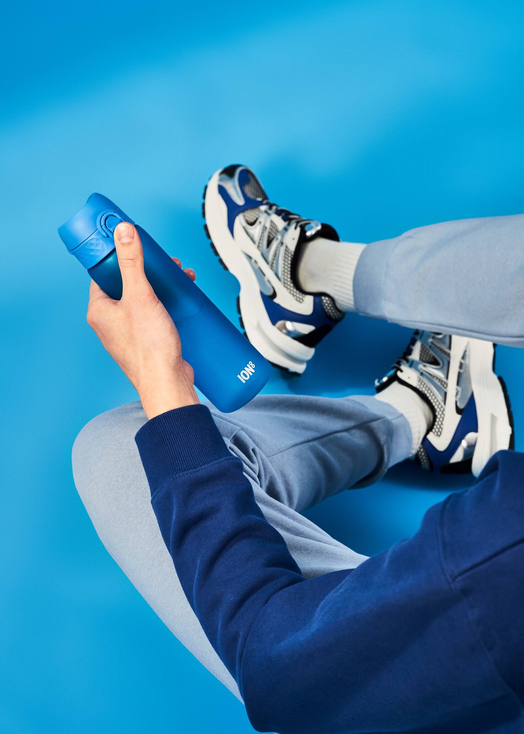 Left. Ion8 - BPA Free Recyclon Water Bottle - 18oz - Blue.