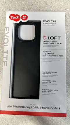 Tech 21 EVOlite Built for MagSafe
10ft 3M Multi-Drop Impact Protection
With Built-in Impact Absorbing Ribs
Waste Responsible Innovation
Enhanced Camera Protection
Thin and Light with a Matt Grip
For New iPhone Spring 2025 / iPhone 15/14/13