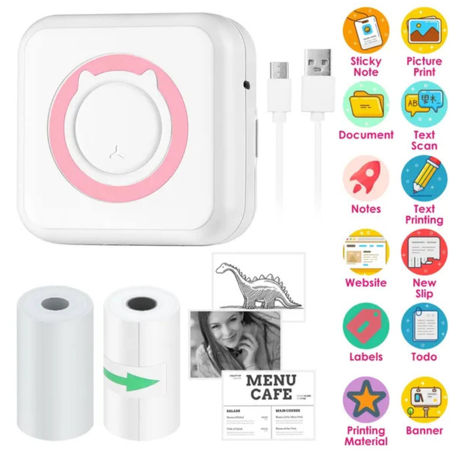 - Sticky Note
- Picture Print
- Document
- Text Scan
- Notes
- Text Printing
- Website
- New Slip
- Labels
- Todo
- Printing Material
- Banner