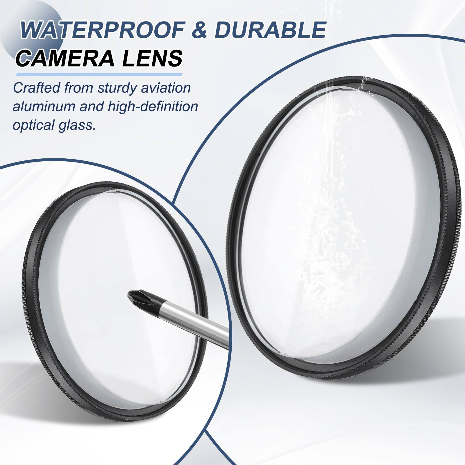 WATERPROOF & DURABLE CAMERA LENS

Crafted from sturdy aviation aluminum and high-definition optical glass.
