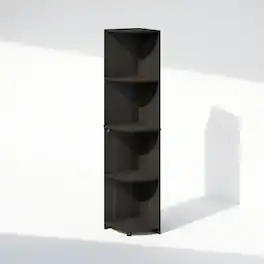 Furinno - Basic 4-Tier Corner Multipurpose Standing Shelf - Espresso