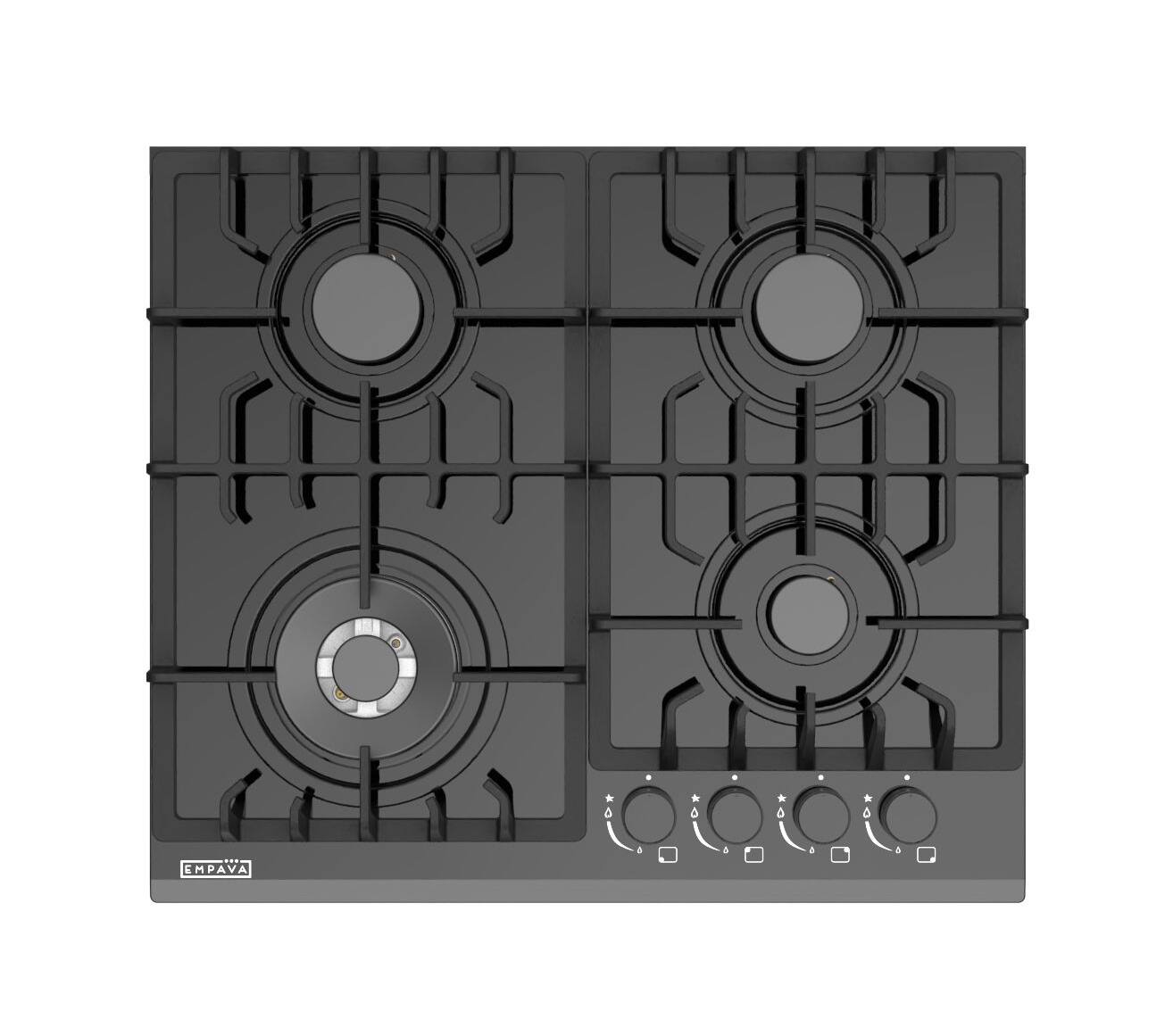Front. Empava - 24 in. 4 Burners Recessed Gas on Glass Cooktop - Black.