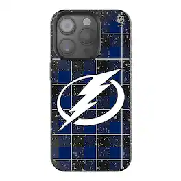 Keyscaper - NHL - Tampa Bay Lightning Plaid Bling iPhone Case - 15 - Black