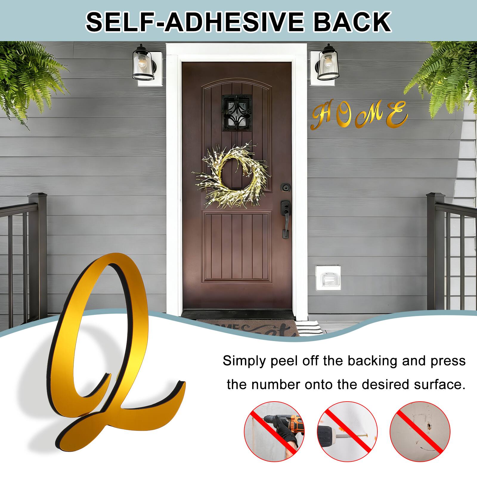 SELF-ADHESIVE BACK

Simply peel off the backing and press the number onto the desired surface.