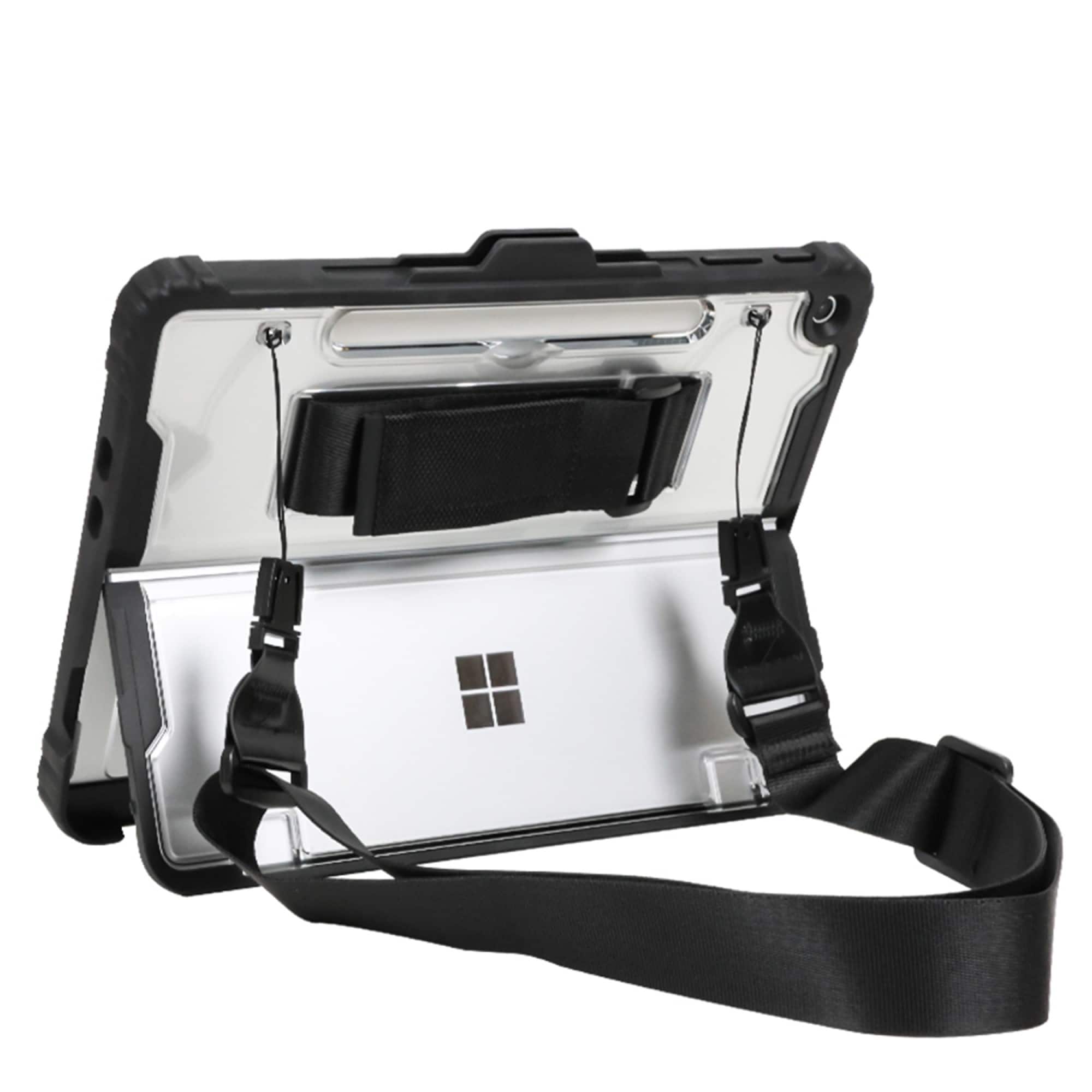 Front. SaharaCase - Microsoft Surface Pro 12" Case | Heavy Duty with Hand Strap | Shoulder Strap | Raider Series - Crystal Clear.