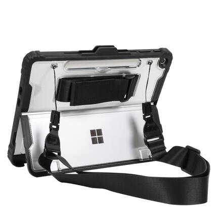 Front. SaharaCase - Microsoft Surface Pro 12" Case | Heavy Duty with Hand Strap | Shoulder Strap | Raider Series - Crystal Clear.