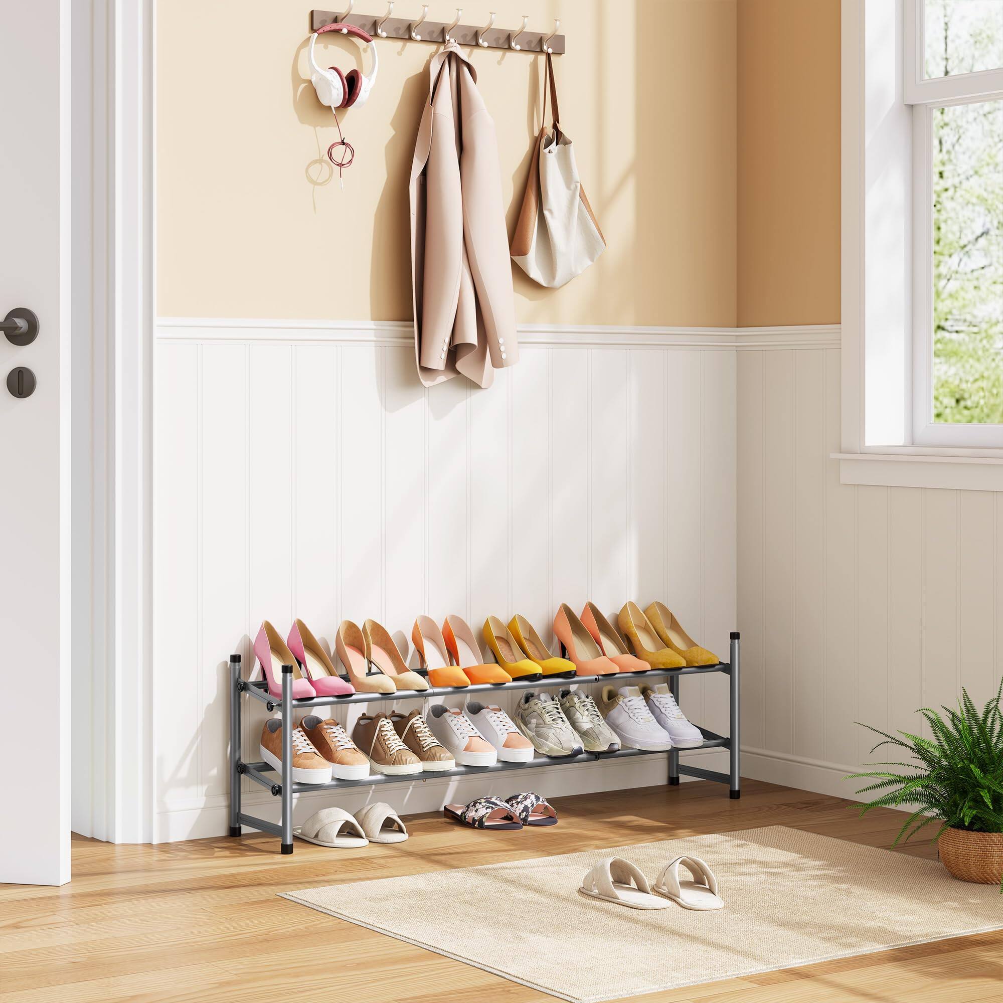 Left. Empire DigiLabs - 3 Doors Armoire Wardrobe Closet With Mirror 2 Shoe Racks 70 H Wooden Bedroom Armoires 2 Drawers And Adjust... - Black 3 Tier.