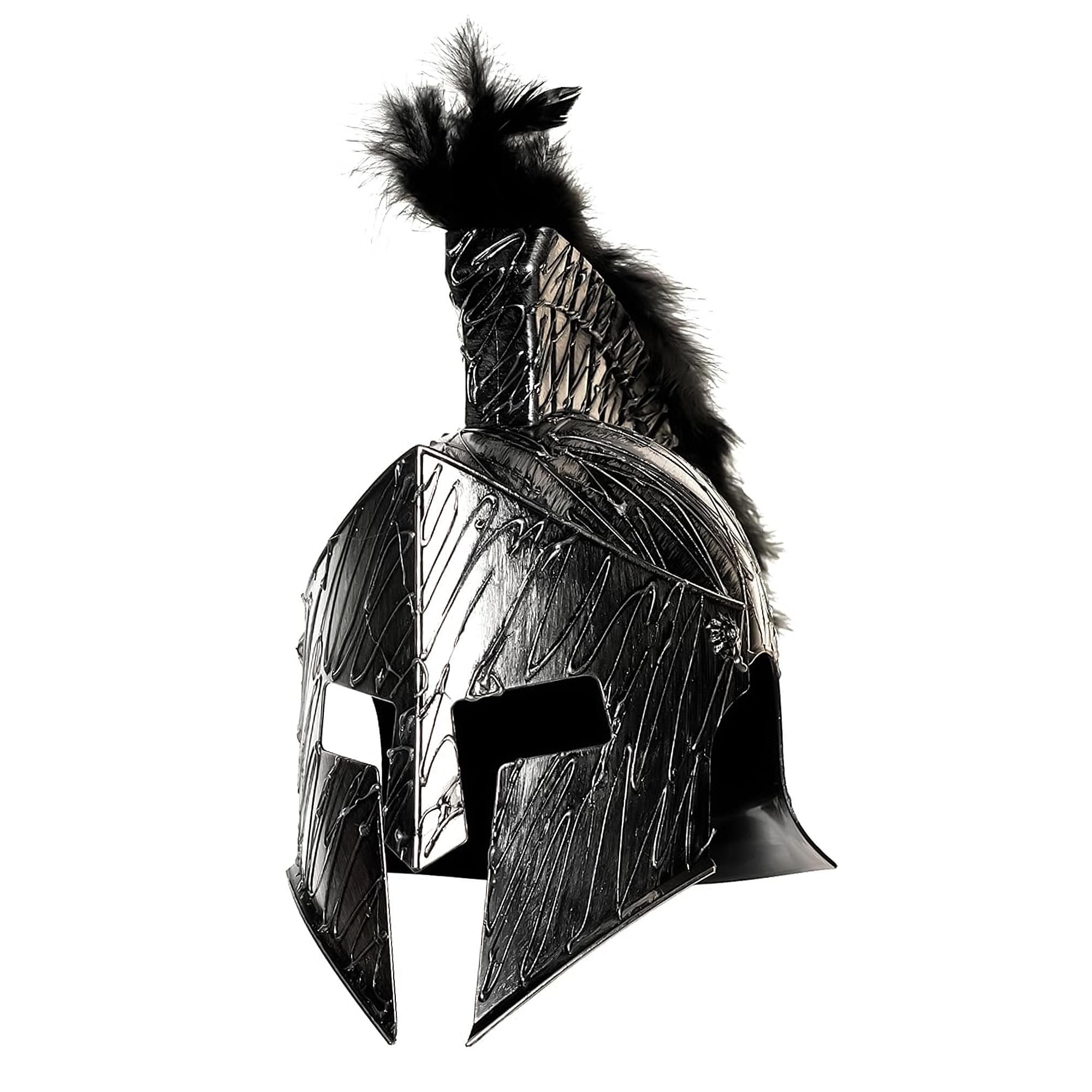Front. Underwraps - Evil Roman Helmet With Mask Adult Costume Accessory - Black.