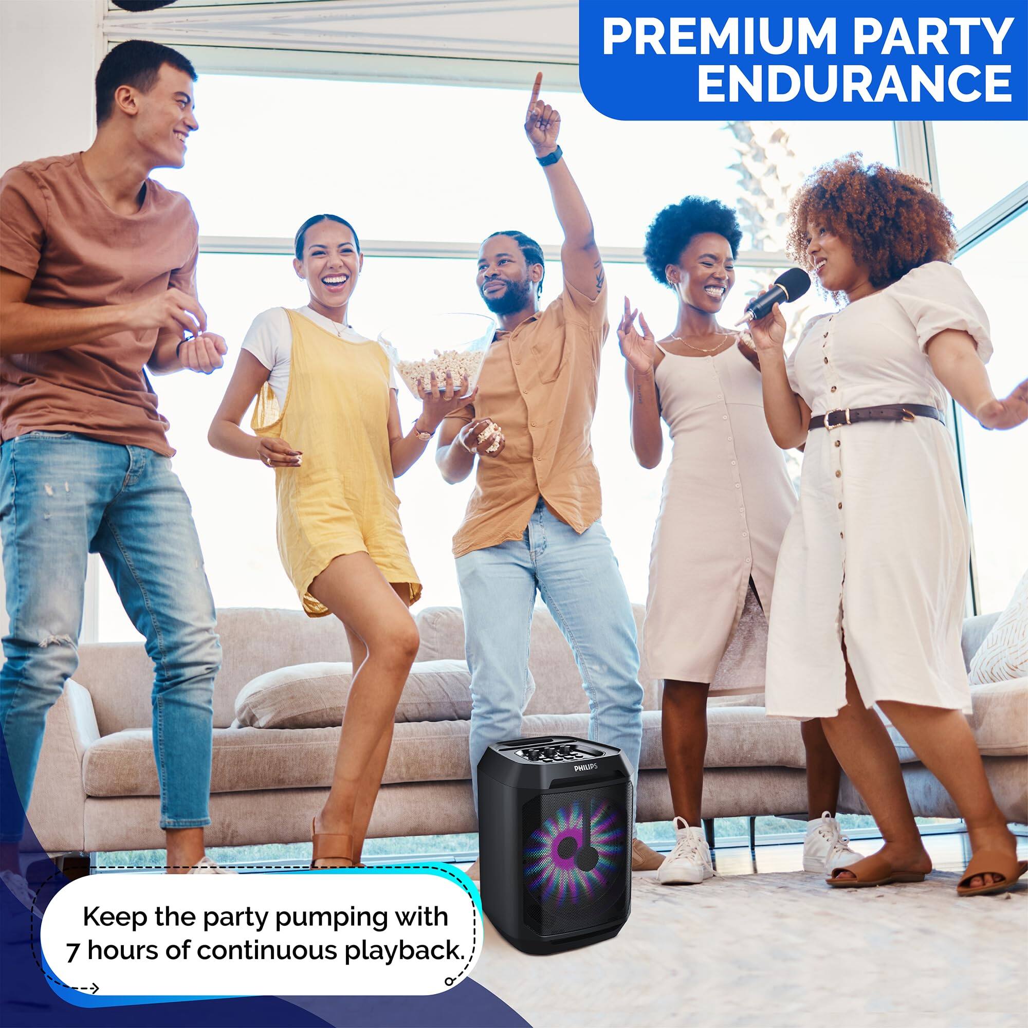 PREMIUM PARTY ENDURANCE

Keep the party pumping with 7 hours of continuous playback.