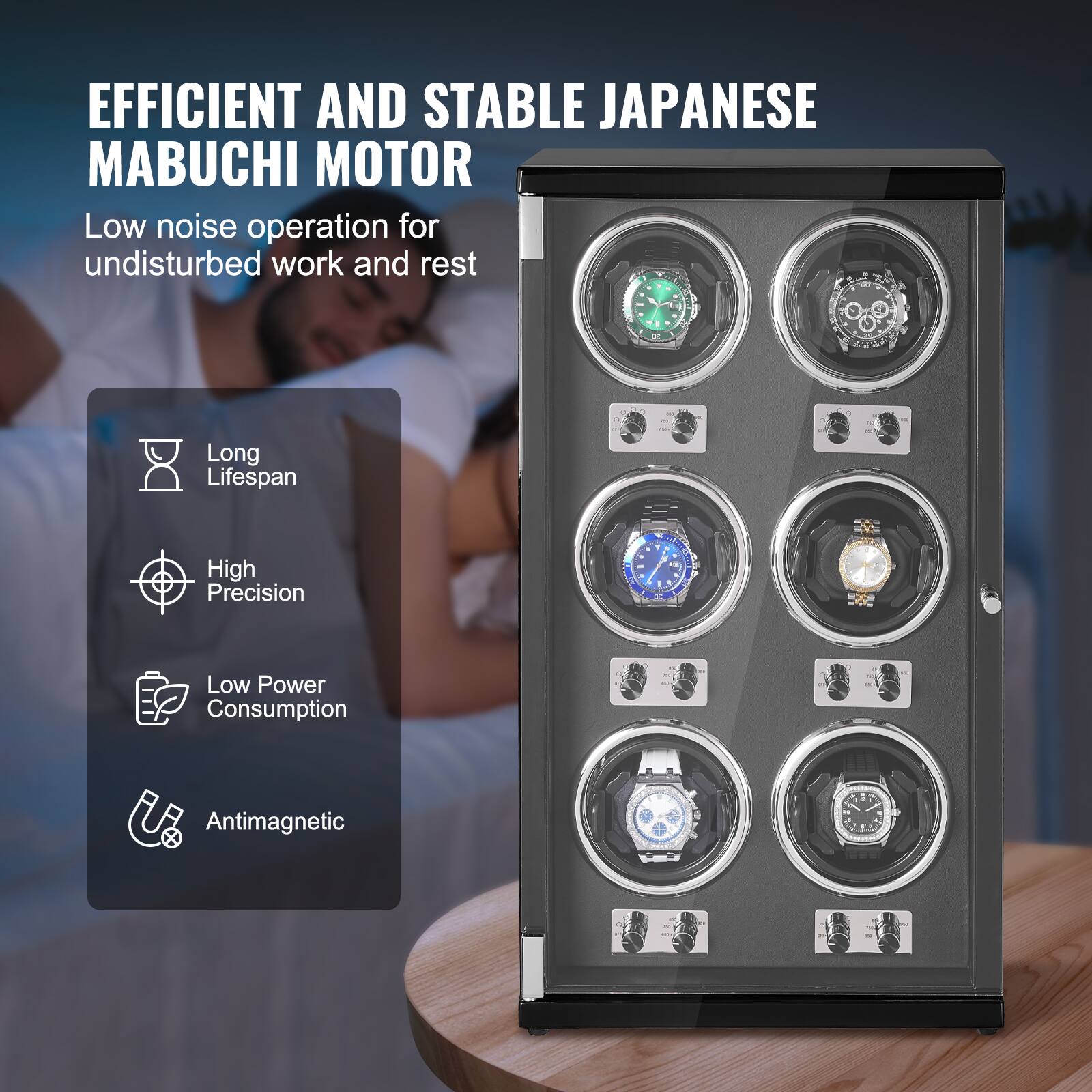 EFFICIENT AND STABLE JAPANESE MABUCHI MOTOR

Low noise operation for undisturbed work and rest

- Long Lifespan
- High Precision
- Low Power Consumption
- Antimagnetic