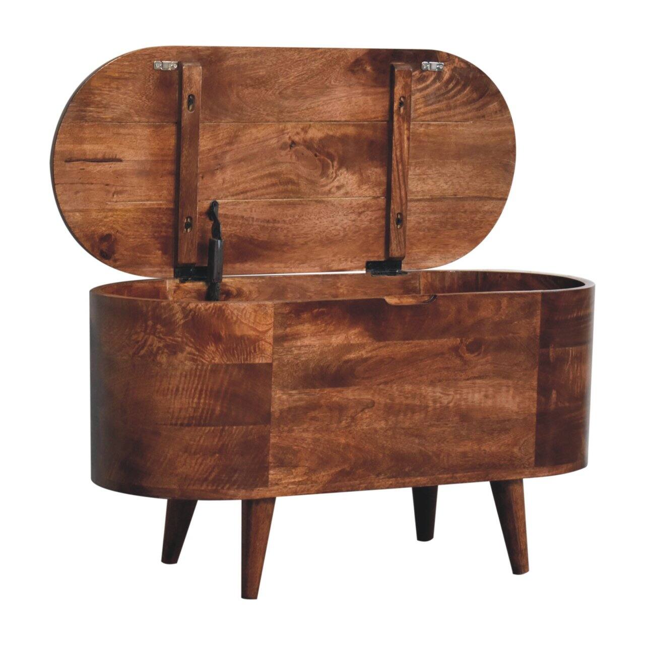 Alt View 4. Artisan Furniture - Artisan Furniture Solid Wood Honey Caramel Rounded Lid up Blanket Box, Brown - Brown.