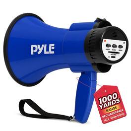 Pyle - 30W Handheld Megaphone Bullhorn with Siren, USB-C Charging & Talk/Music Modes - Blue
