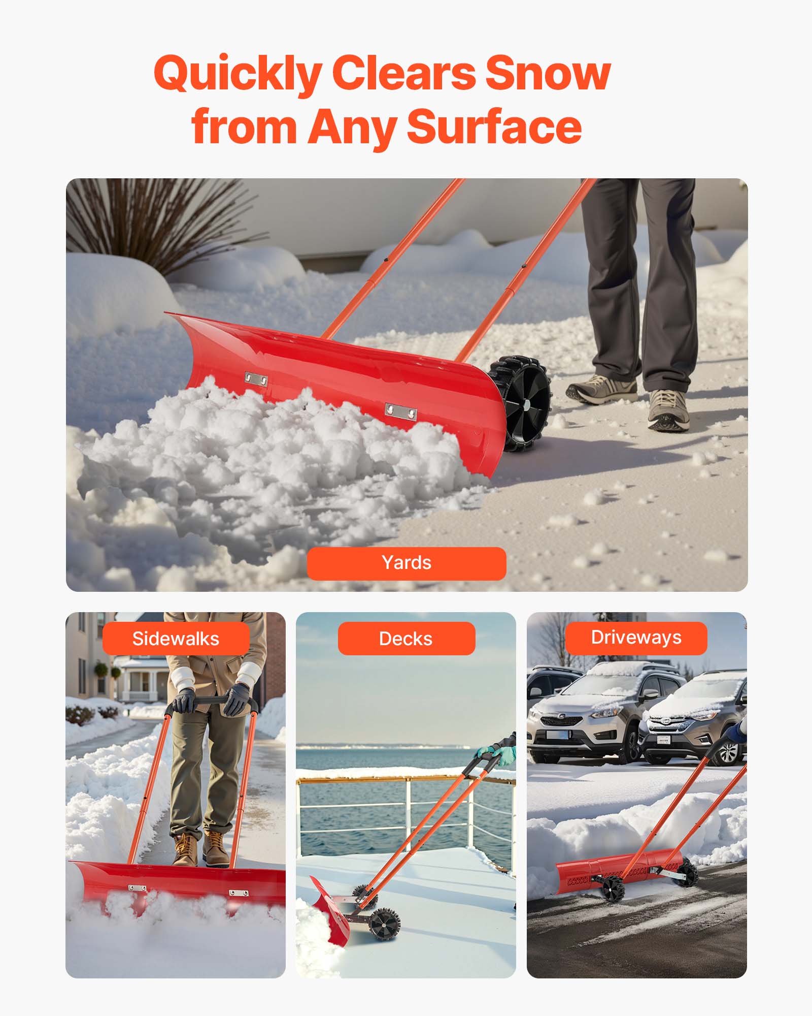 Quickly Clears Snow from Any Surface

- Yards
- Sidewalks
- Decks
- Driveways