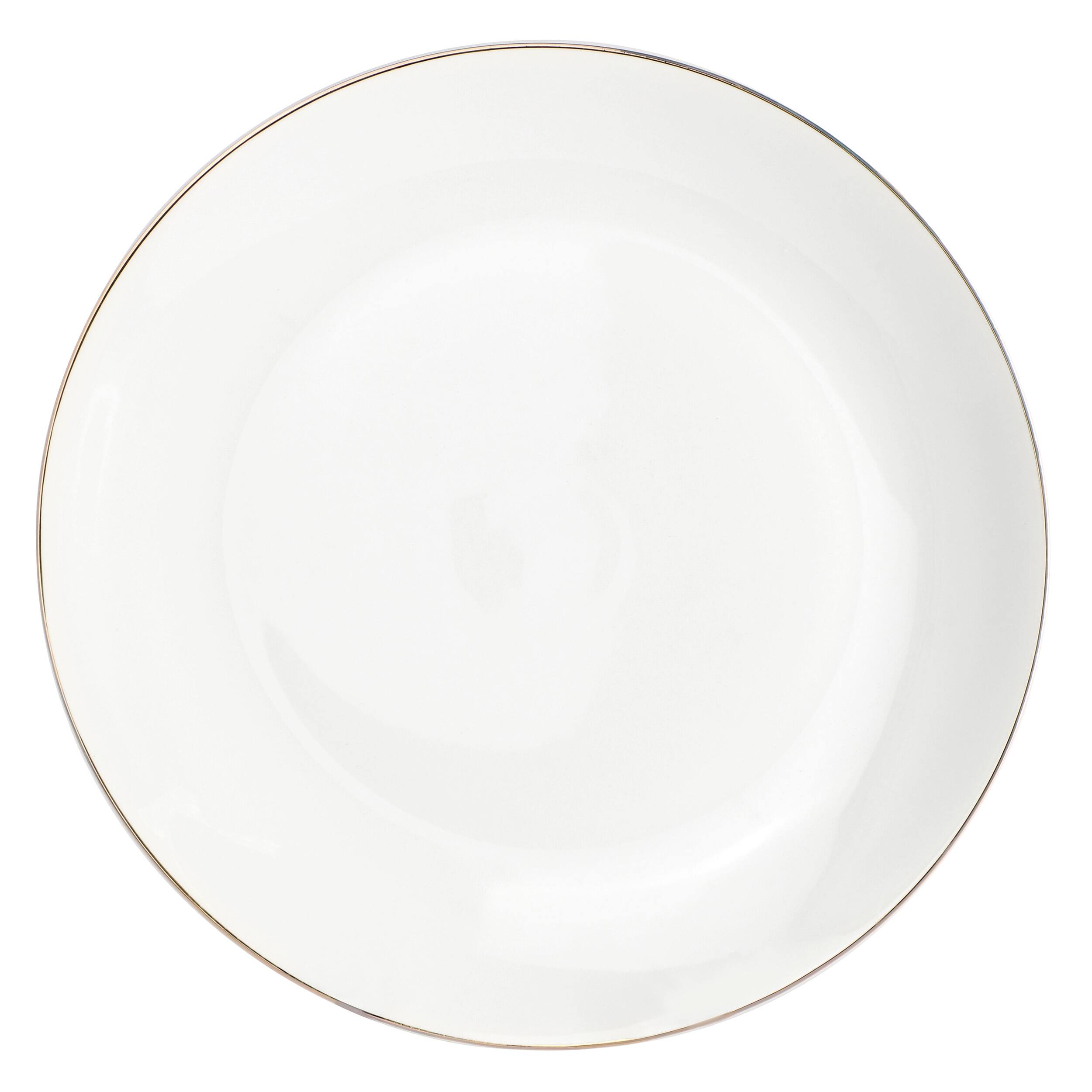 Alt View 3. Gibson - Gibson Home Ogalla 4 Piece Fine Ceramic 10.5 Inch Dinner Plate Set in White with Gold Rim - White.