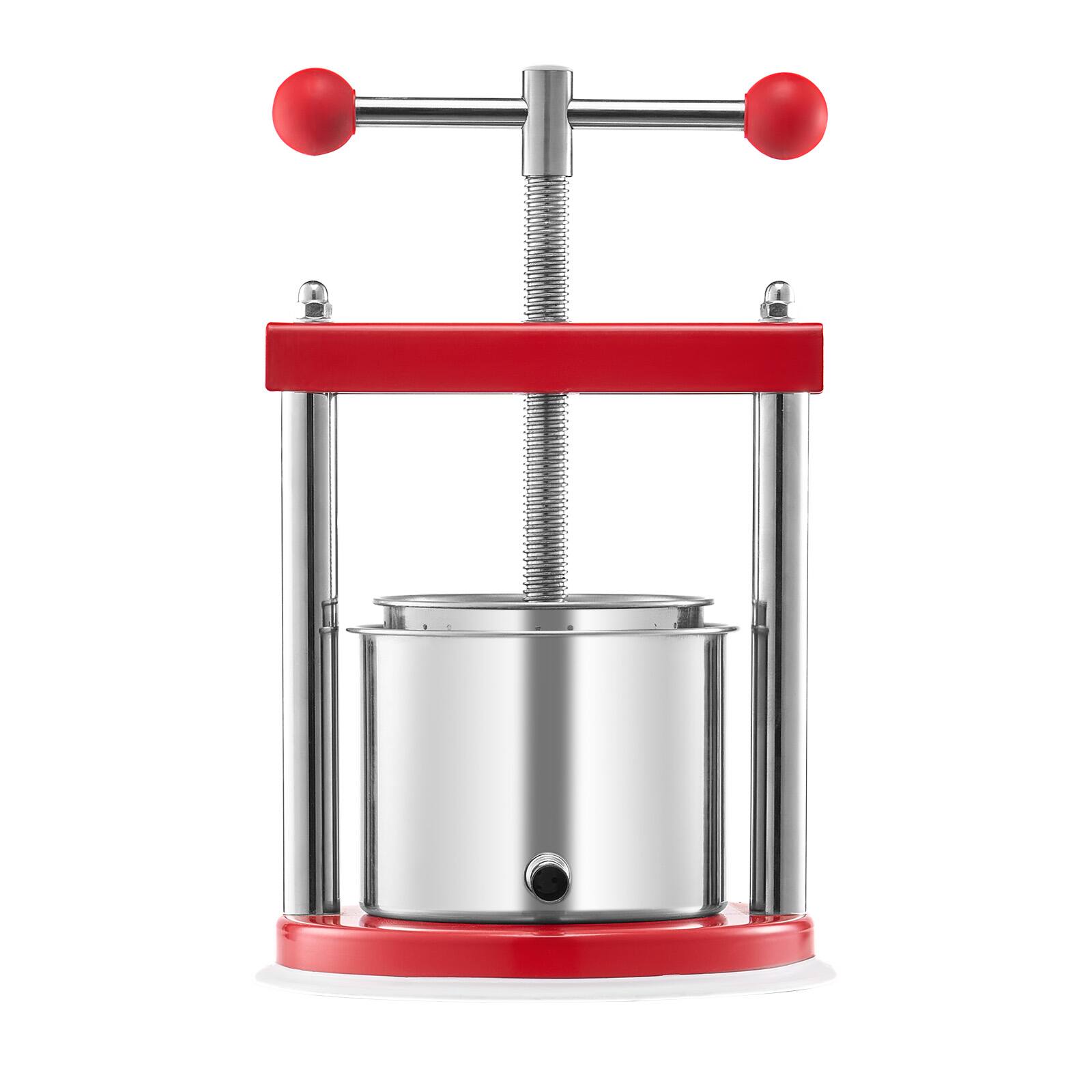 Alt View 5. VEVOR - 1.6 Gal/6L Fruit Wine Press, 2 Stainless Steel Barrels, Manual Juice Maker, Cider Apple Grape Tincture Honey Olive Oil - Red.