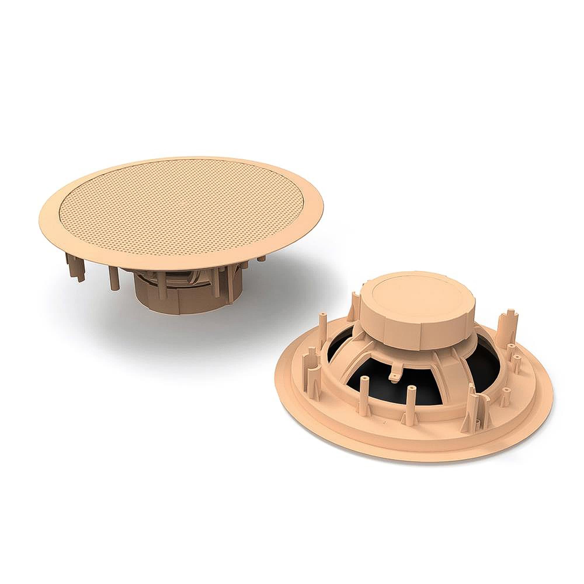 Pyle - PDIC Series 250W 8" Round Flush Mount In Wall/In Ceiling Home Speakers - Tan