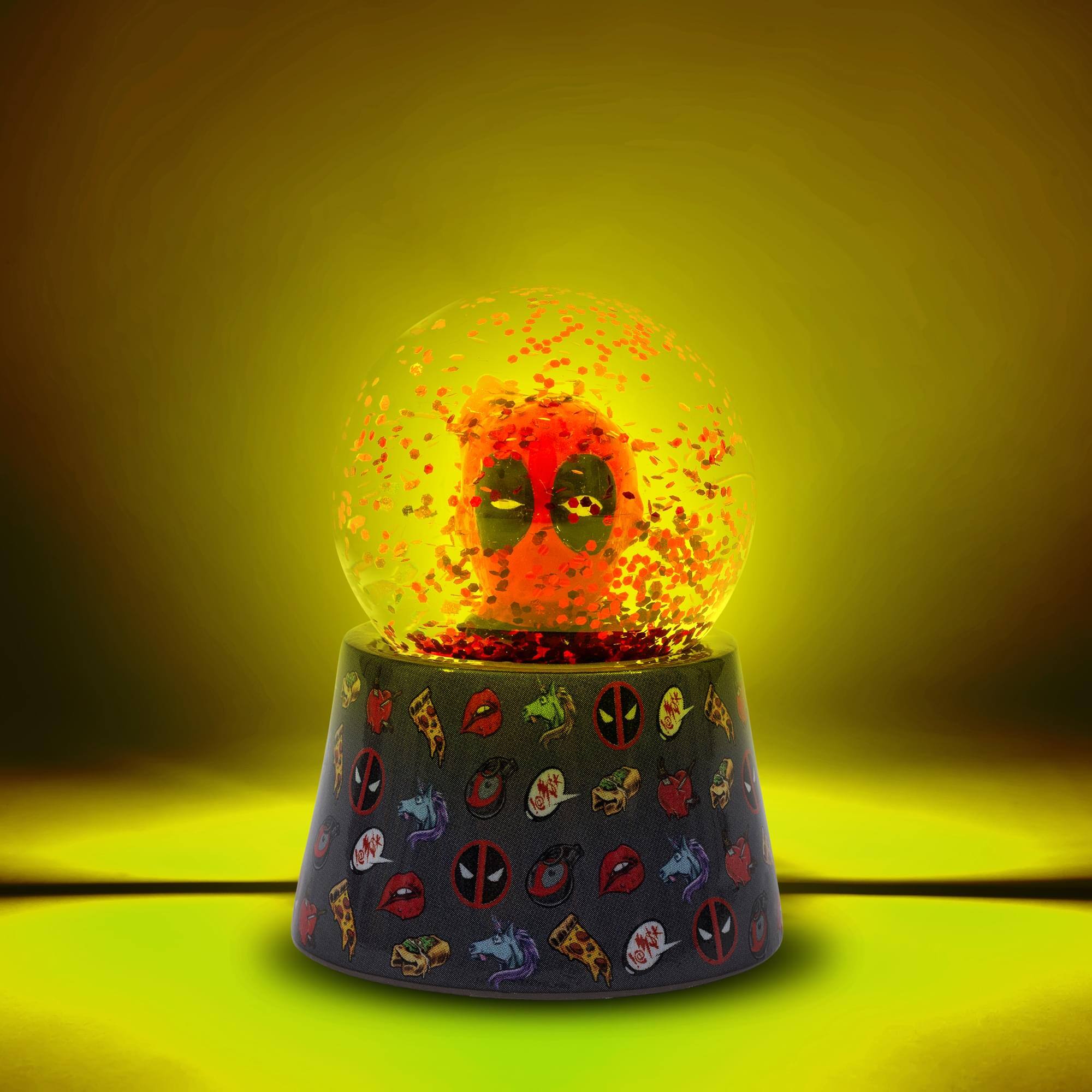 Alt View 1. Marvel - Marvel Deadpool 3-Inch Mini Light-Up Snow Globe - Red.