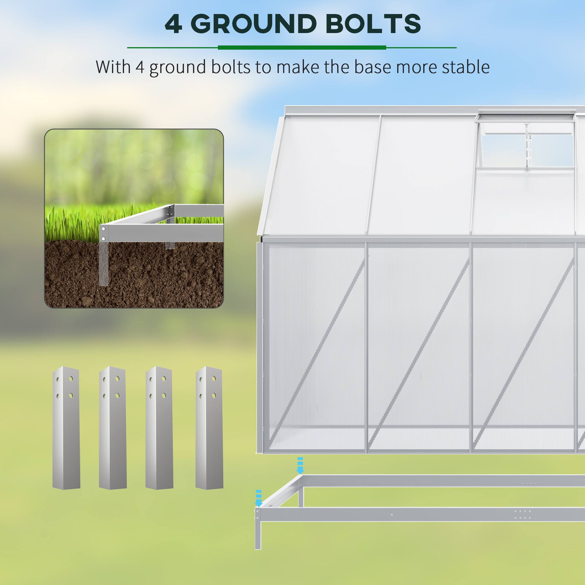 4 GROUND BOLTS

With 4 ground bolts to make the base more stable