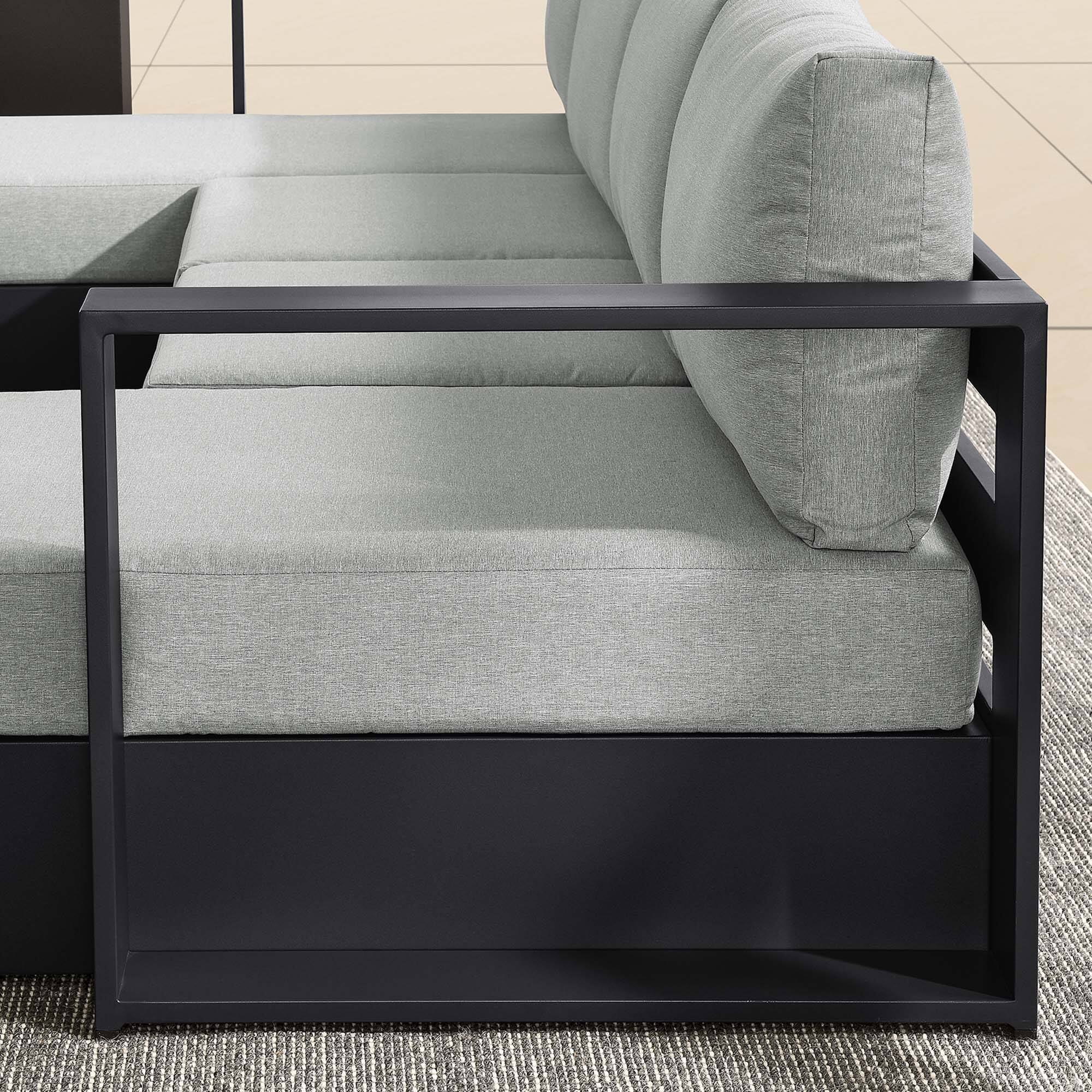 Alt View 4. Modway - Tahoe 4-Piece Outdoor Powder-Coated Aluminum Sectional Sofa Set - Gray Gray.