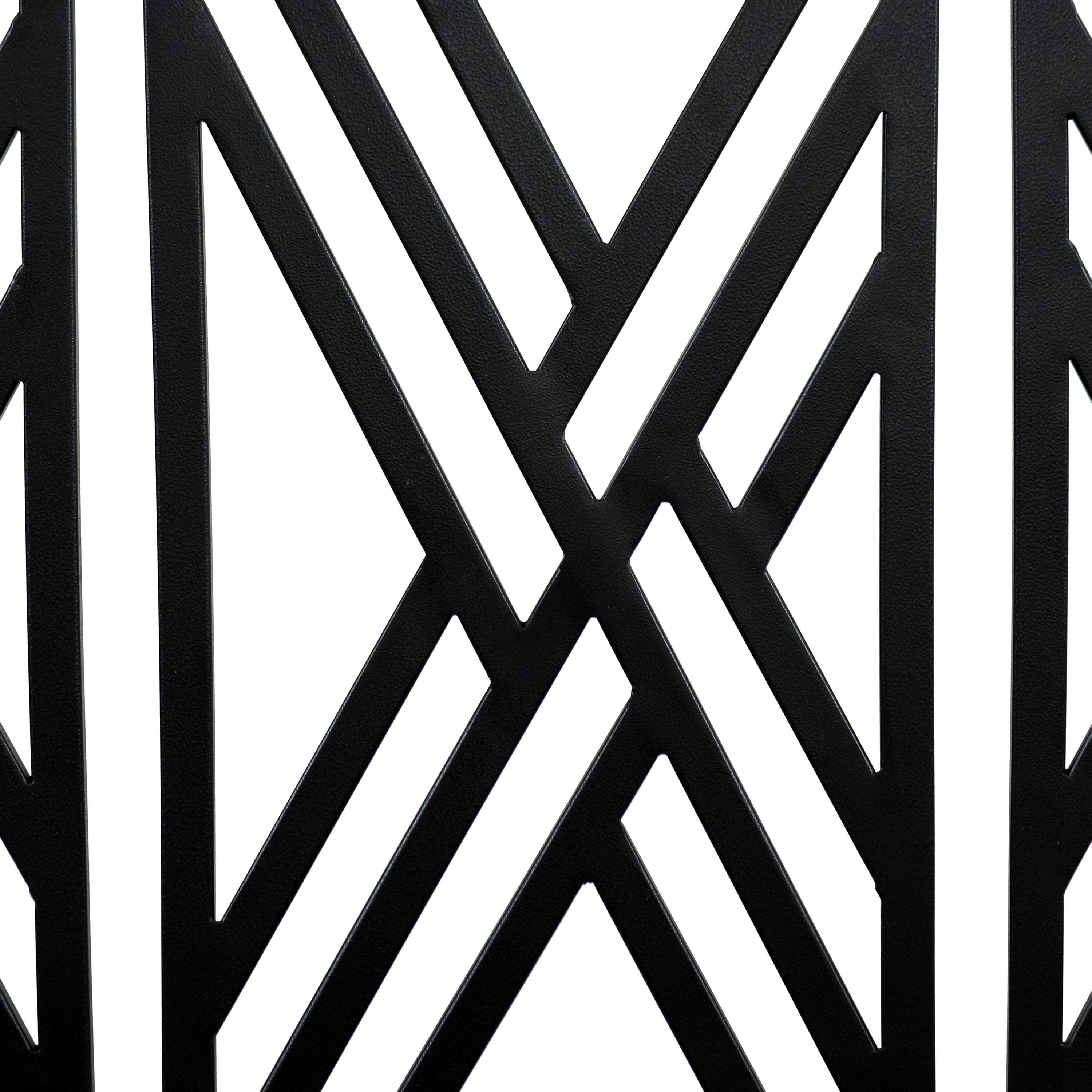 Alt View 3. Sunnydaze - 2-Person Geometric Lattice Iron Outdoor Garden Bench - Black.