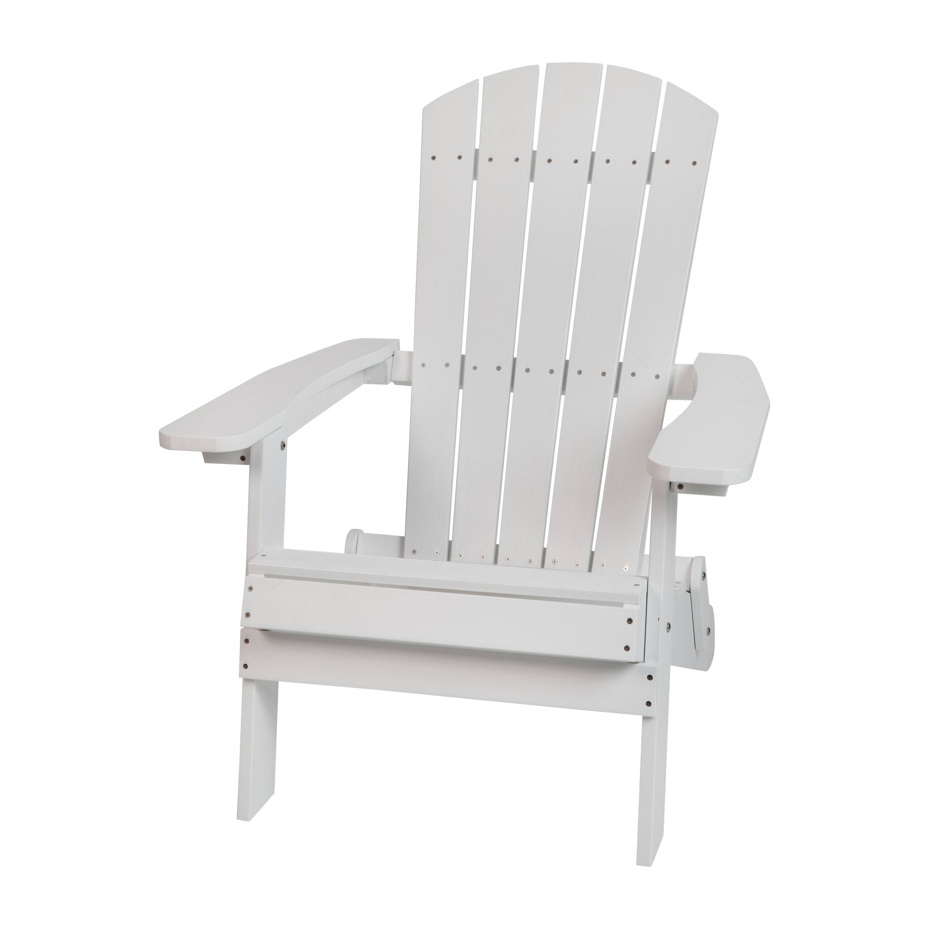 Front. Emma + Oliver - All-Weather Poly Resin Folding Adirondack Chair - Patio Chair - White.