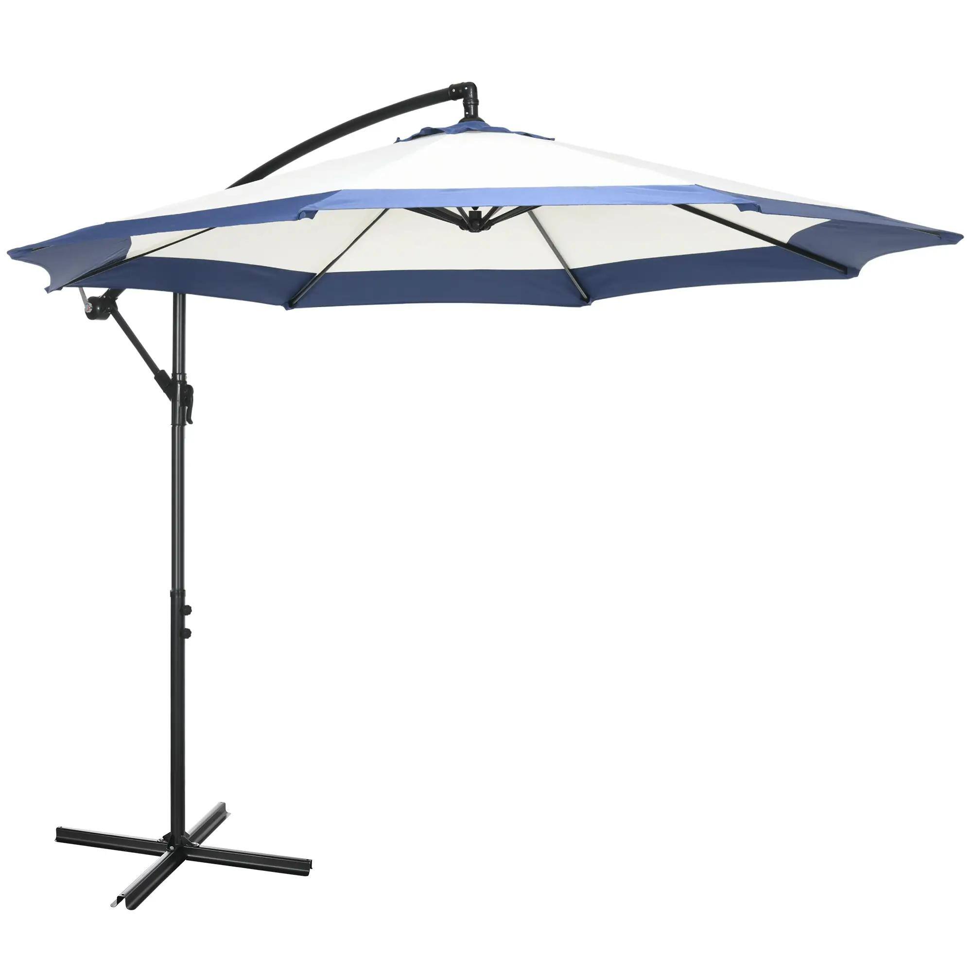 Alt View 7. Spaco - Spaco 10Ft Cantilever Patio Umbrella, Offset Crank Shade with Cross Base - Navy Blue.